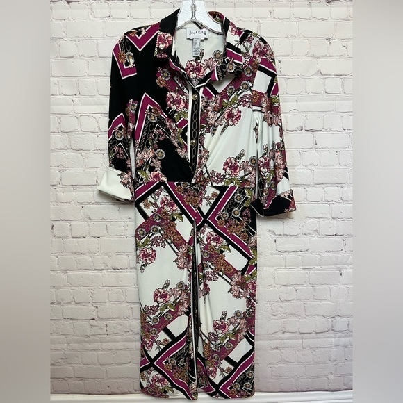 Joseph Ribkoff Multi Print Button Up Dress - Picture 2 of 13